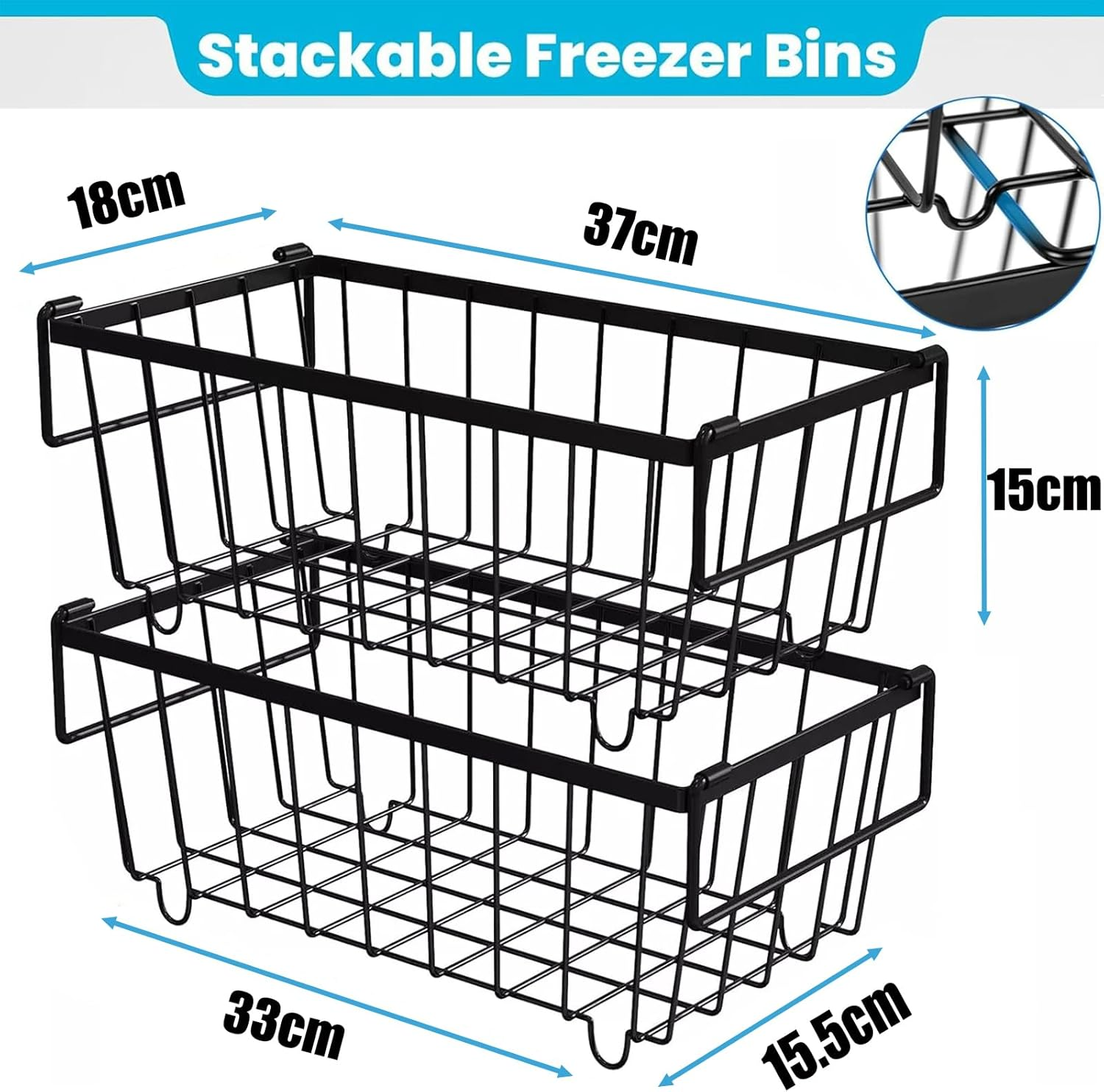 Chest Freezer Organizer,4 Pack Freezer Baskets for Chest Freezer,Stackable Metal Deep Freezer Basket,For Upright Freezers Sort Frozen Meats & Food with Better Space Utilization