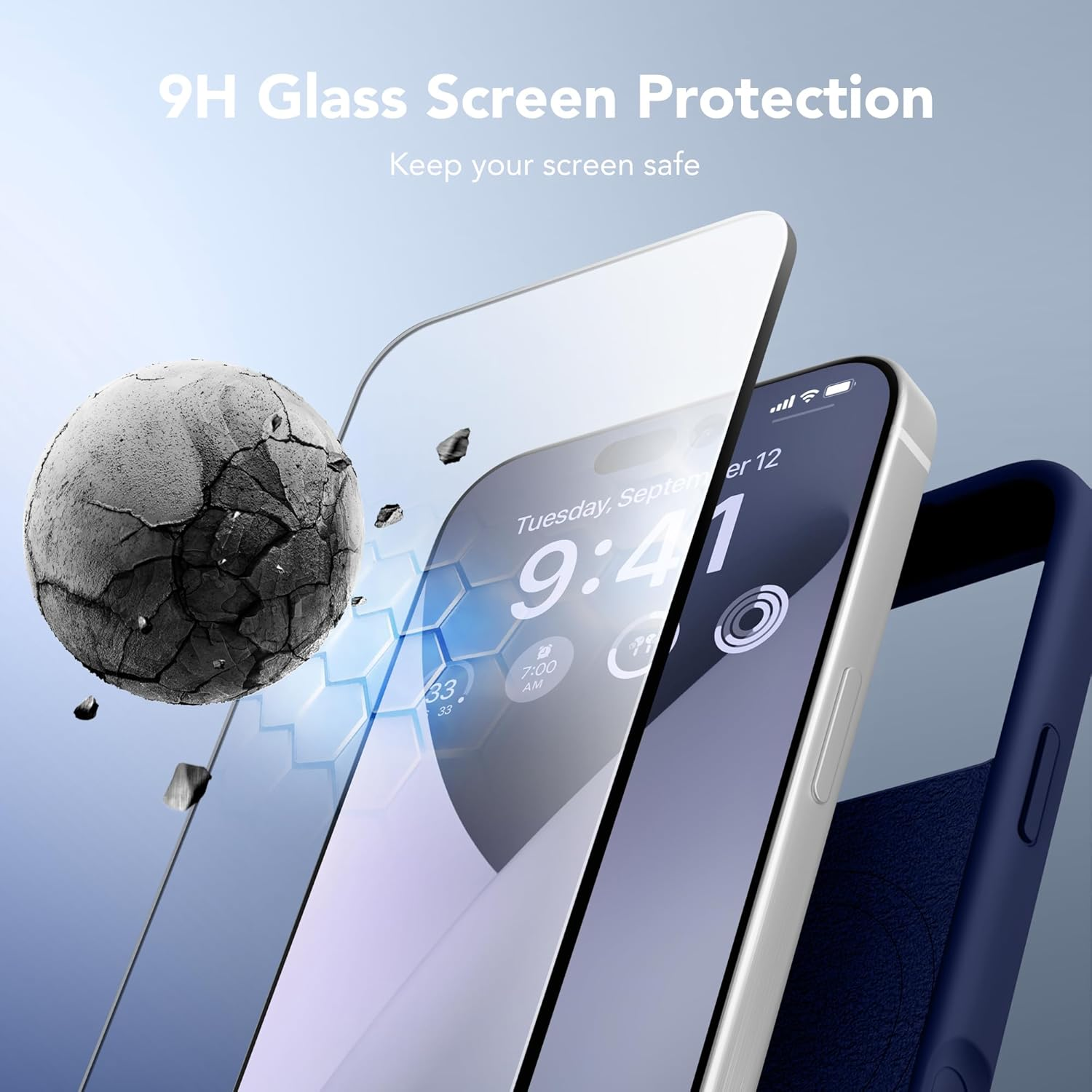 GONEZ Magnetic for Iphone 17 Pro Max Case, Compatible with Magsafe, [Screen Protector + Camera Lens Protector], Liquid Silicone Anti-Scratch Shockproof Protective Phone Case 6.9 Inch, Midnight Blue - A-Stone image number 3