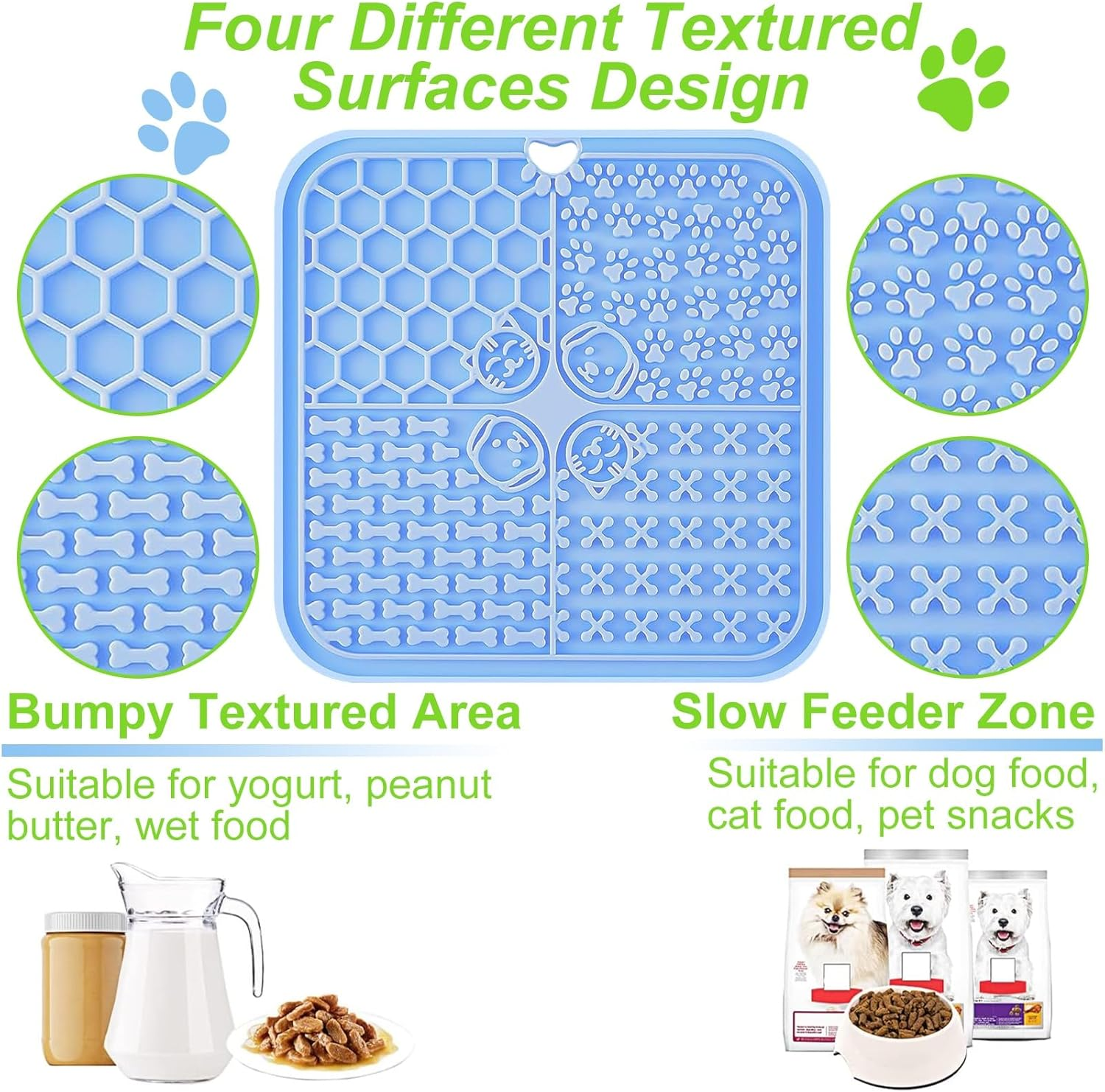 Licking Mats for Dogs and Cats 2PCS, 7.9 * 7.9 Premium Lick Pad with Suction Cups for Dog Anxiety Relief, Dog Cat Peanut Butter Lick Pads for Boredom Reducer image number 6