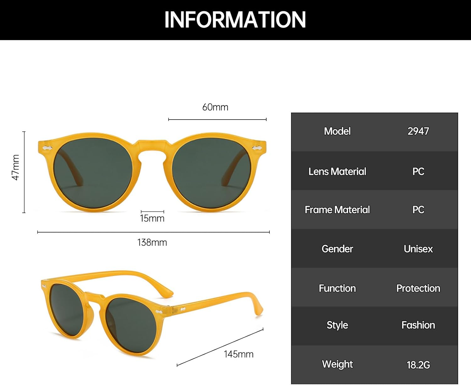 GNOLONG Polarized round Sunglasses for Women Men Vintage Retro Small Oval Polarized 90S Sunglasses UV400 Protection - Brown/Brown image number 5