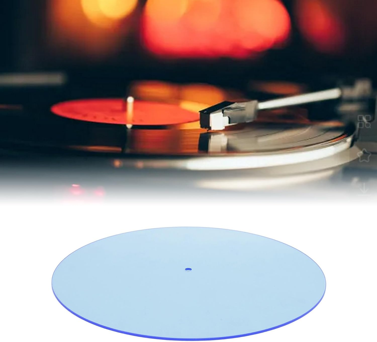 Record Player Mat, Turntable Mat Record Platter Slipmat, Acrylic Record Player Platter Slip Mats for 12 Inch Disc Acrylic Turntable Platter Mat (Light Blue) image number 3