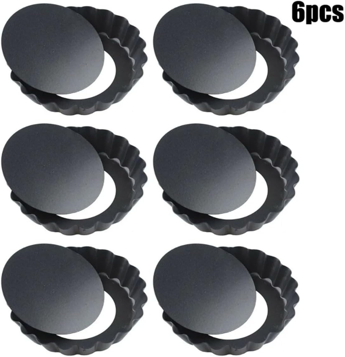 6Pcs/Set Mini Tart Pan Egg Tart Molds with Removable Bottom Non-Stick Pie Pizza Cake round Mould Tins Tarts Quiche Pan Bakeware (10CM) image number 1