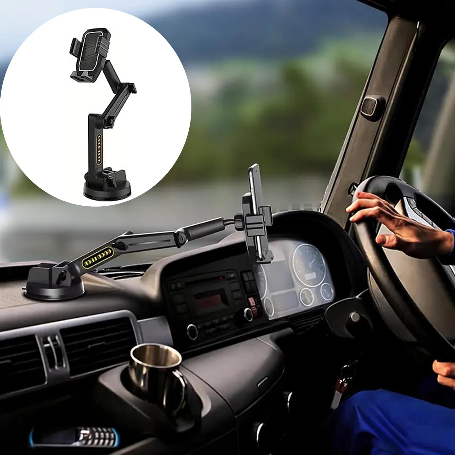 Roczential Truck Phone Holder Mount, Heavy Duty Car Phone Holder, Dashboard Windshield Phone Holder 16.9 Inch Long Arm, Widened Suction Cup Compatible with Pickup Truck, Commercial Truck image number 3