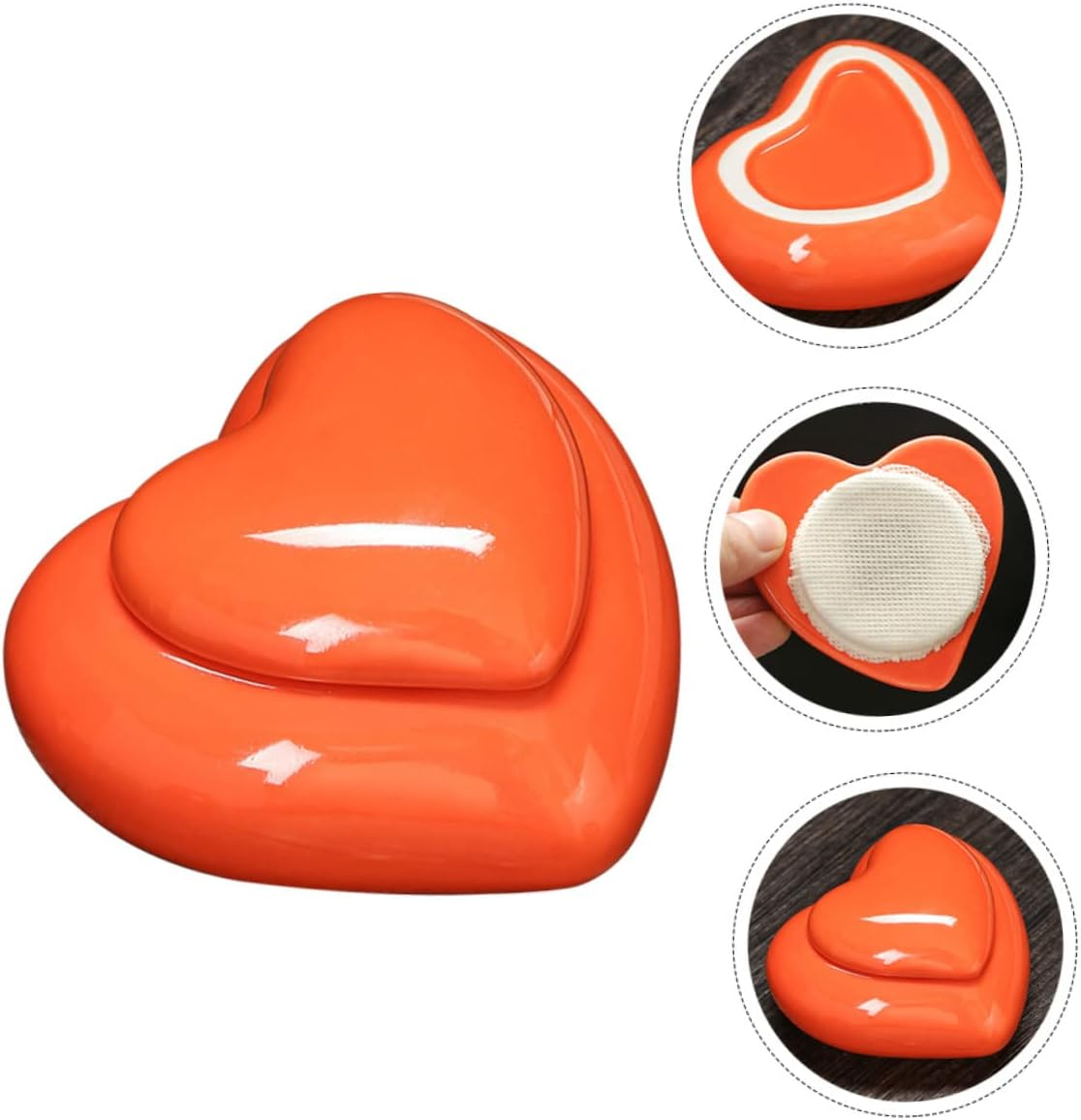 SHOWERORO Creative Heart-Shaped Ceramic Tea Jar Souvenir Lid Storage Container for Tea-Leaf Empty Jar for Home Decor image number 4