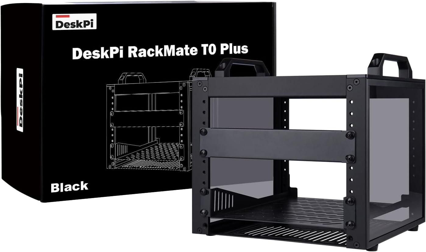 Geeekpi Deskpi Rackmate T0 plus 10 Inch 4U Mini Server Cabinet for for Servers, Network, A/V Equipment, 10.23 Inch Depth (Black)