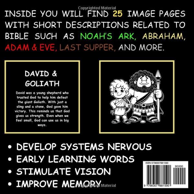 My First Bible, High Contrast Baby Book for Newborns 0-12 Months: Simple Black and White Bible Themes Pictures to Develop Infant Eyesight | Visual Sensory Stimulation Gift for New Baby image number 1