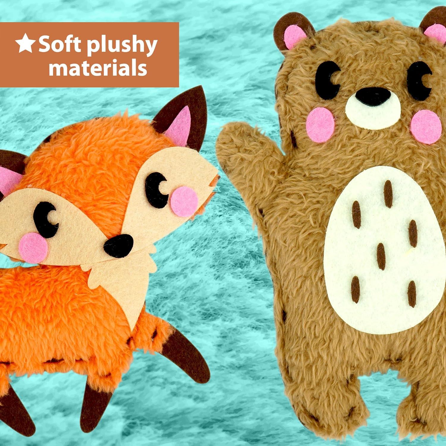KRAFUN Woodland Animals Sewing Kit for Kids 5+ Years, 8 DIY Stuffed Dolls (Bear, Bunny, Fox, Owl, Deer), Felt, Instructions, Educational Craft Toy image number 5