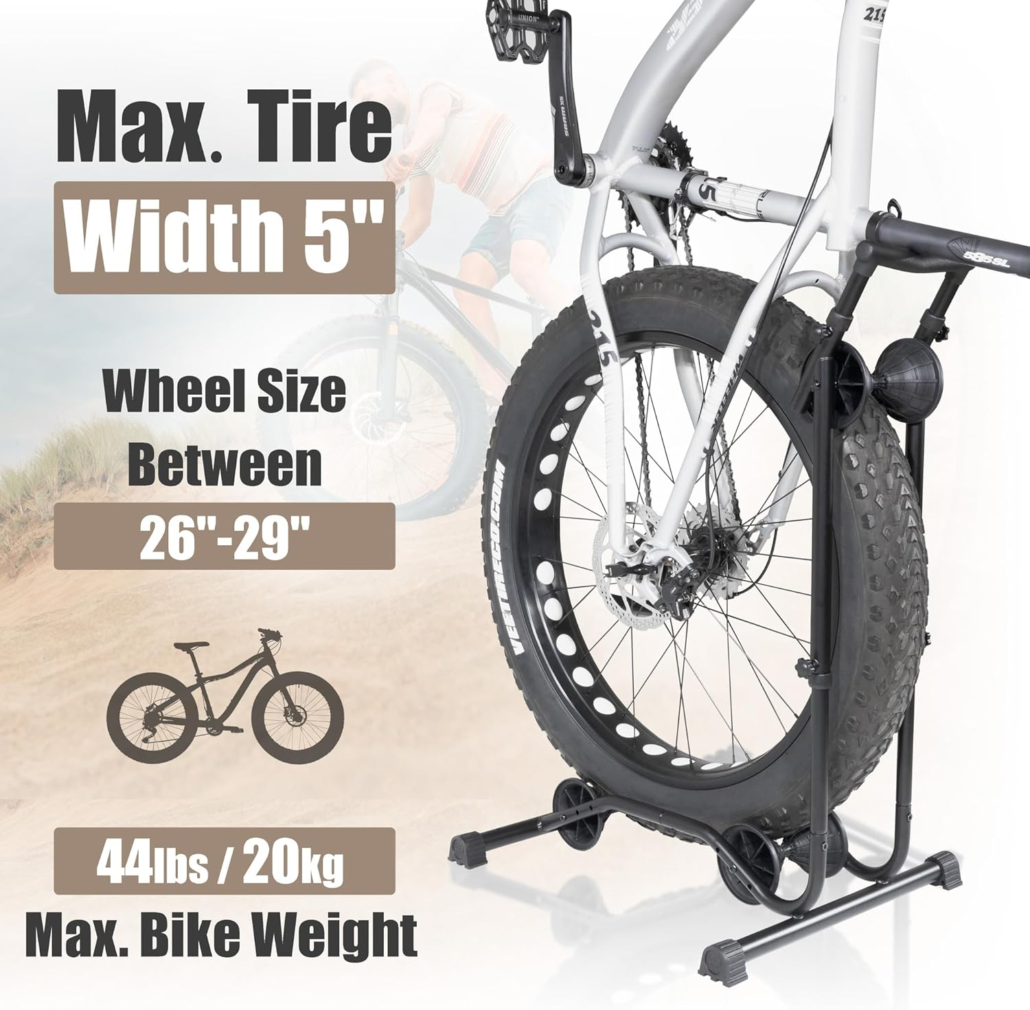 Cyclingdeal Upright Fat Tire Bike Stand - Vertical & Horizontal Bicycle Stand Bicycle Storage - Premium Vertical Bike Rack Garage - Bicycle Rack Bike Storage Stand - Wheel Size up to 29" image number 2