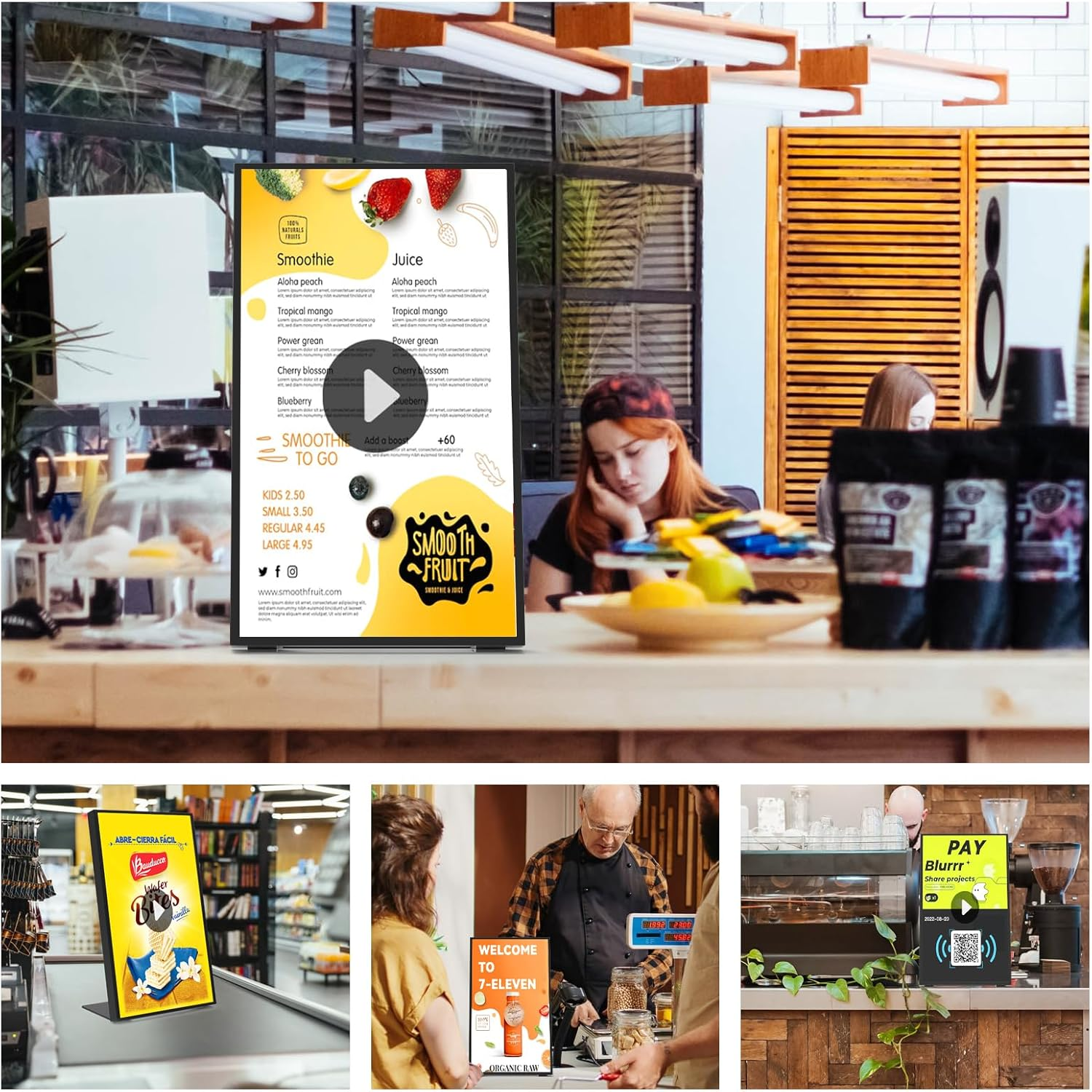 18.5 Inch HD 500 Nits Desktop Digital Signage Retail Store Payment Kiosk Commercial Display Advertising Screen Android with HDMI In,Digital Media Player image number 5