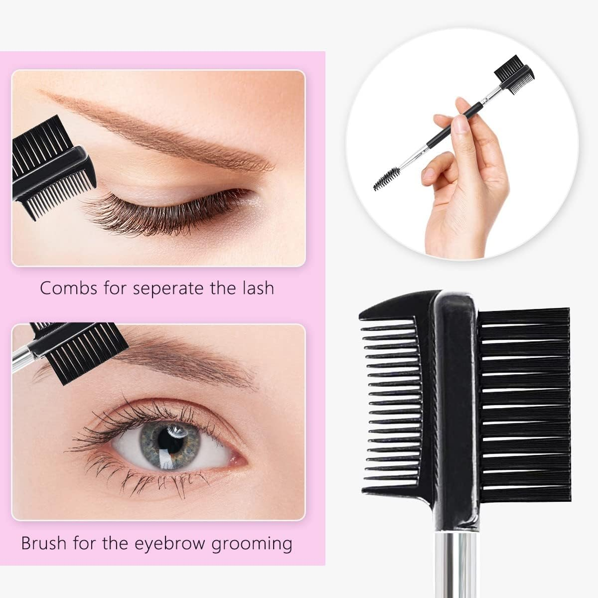 Eyelash Curlers Eyebrow Brush Kit for Women W Lash Curler, Eyelash Comb Seperator, Mascara Brushes, Eyelash Extension Tweezers, Angled Eyebrow Brush and Comb, 10 Silicone Refills Pads for Lash & Brow image number 4