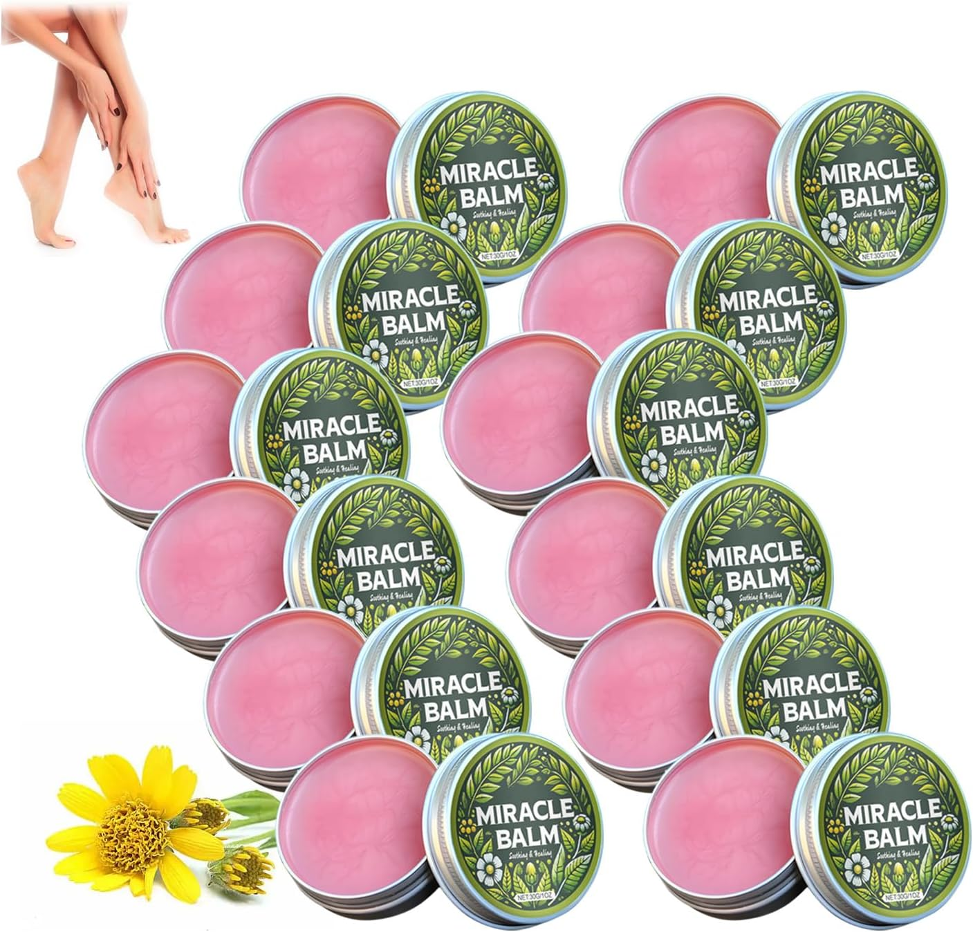 Miracle Balm, Soothing Cream for Back Feet and Body, Herbal Comfort Cream for Relaxed Support Natural Vitamin E, Moisturizing and Suitable for All Skin Types, Gentle and Skin-Friendly (1PCS)