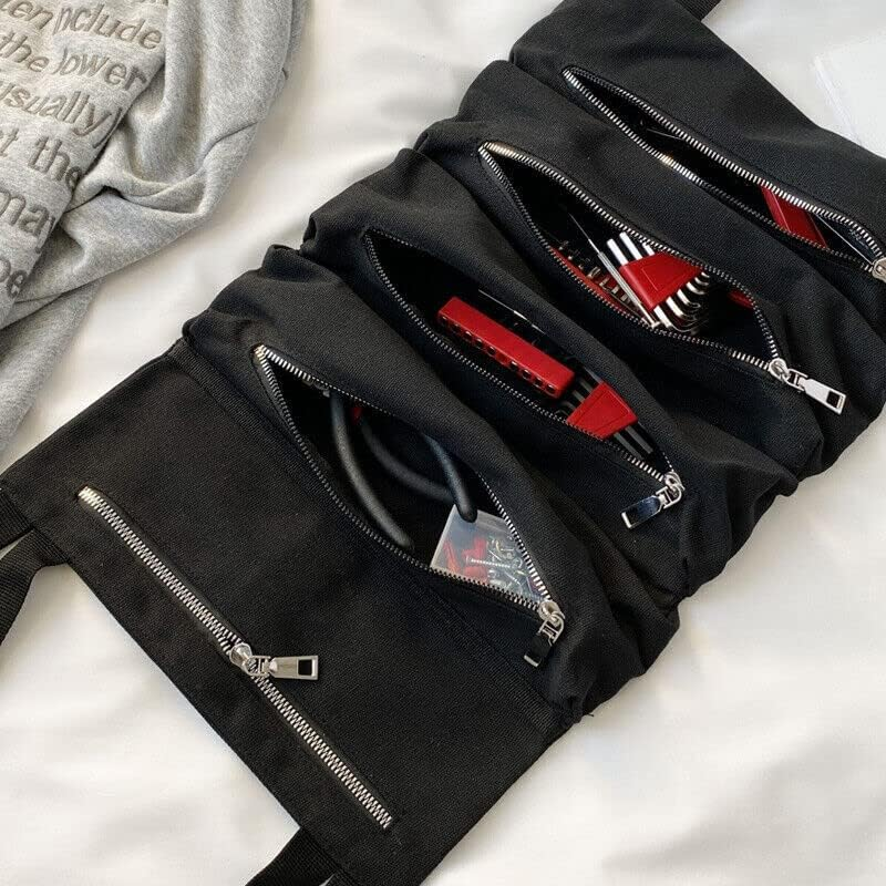 AIMALL Multi-Purpose Tool Roll up Bag Wrench Roll Pouch Hanging Tool Portable Organizer - Multi-Compartment， Secure Zipper Closure - Green image number 6