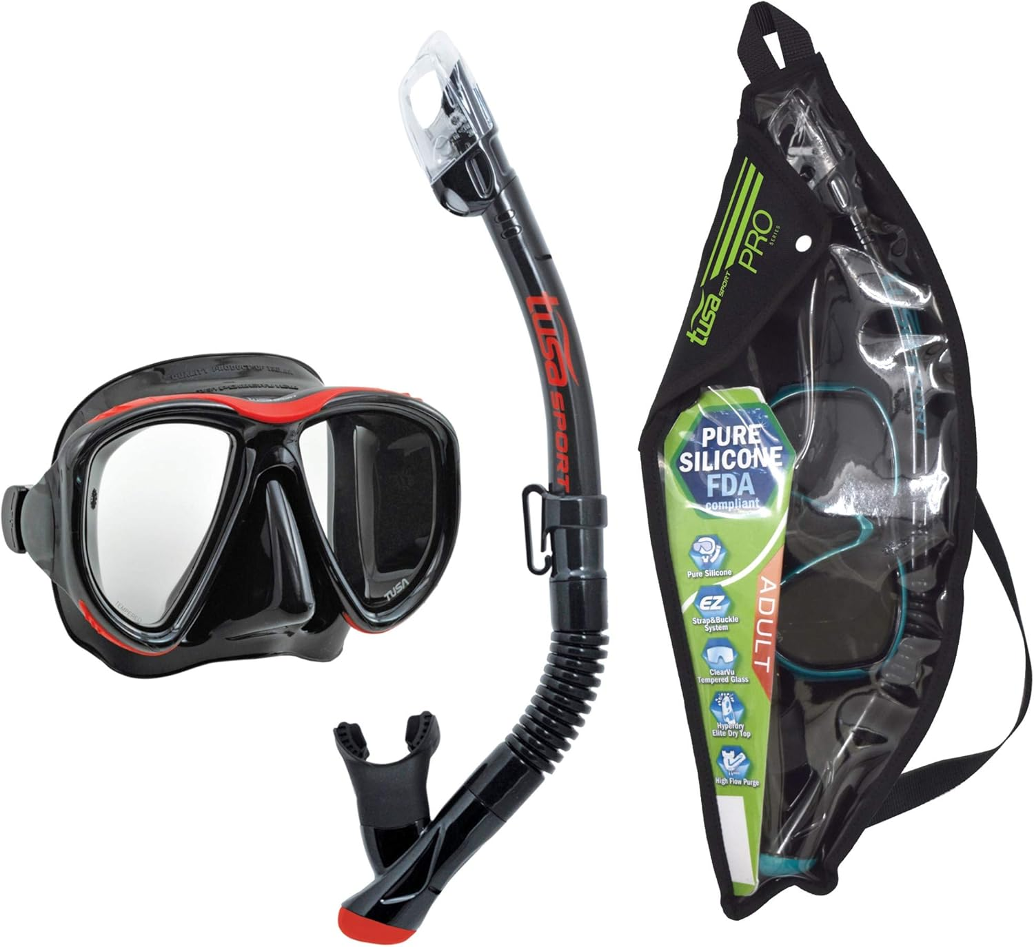 TUSA Sport Adult Powerview Mask and Dry Snorkel Combo