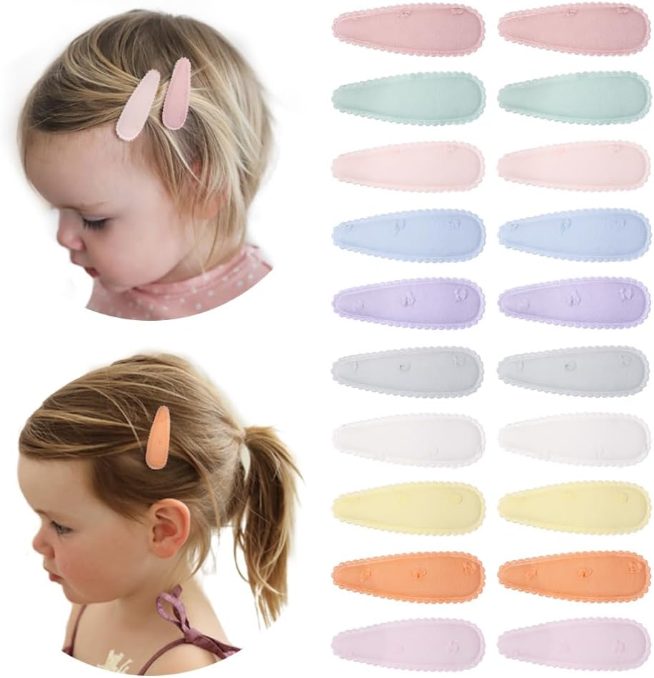 Yanwenx 20 Pcs Girl Hair Clips Floral Print Toddler Non Slip Wrapped Snap Hairpins for Kids Barrettes Accessories Baby Girls (Light Color) Pink