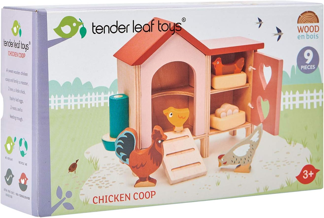 Tender Leaf Toys Wooden Chicken Coop Toy - Dolls House Accessory Set and Imaginative Play Toy for Children image number 2