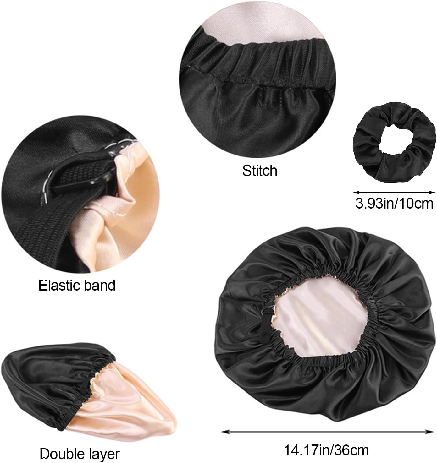 Harewu 2 Pcs Satin Bonnet Silk Bonnet for Sleeping - Blue image number 3