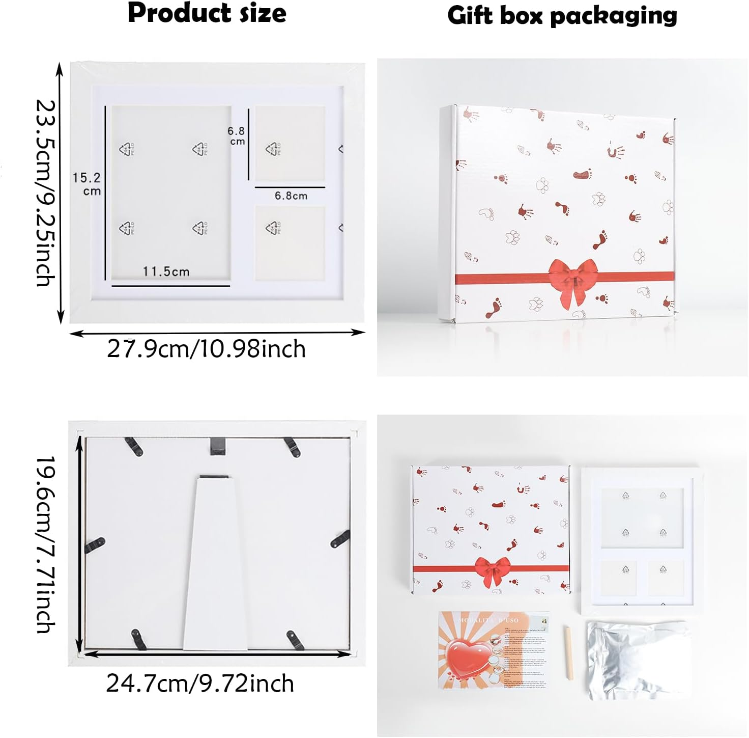 Baby Footprint Kit, Baby Handprint Kit, Newborn Baby Handprint Footprint Souvenir Frame, Personalized Baby Picture Frame Printing Kit - Baby Handprint Kit, New Mom Gift (White) image number 6