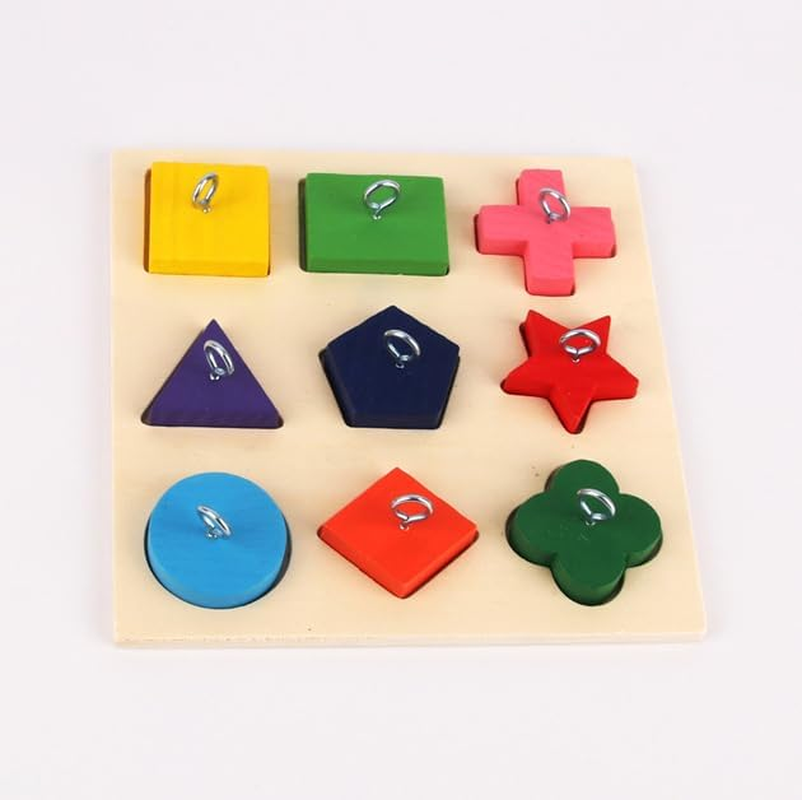 Xiaaofea Parrot Training Toy with 9 Clocks Wooden Colour Blocks, 5.8In Educational Chew Toy for Intelligence & Play, DIY Metal Accessories for Parrots, Bird Cage Activity Toy image number 1