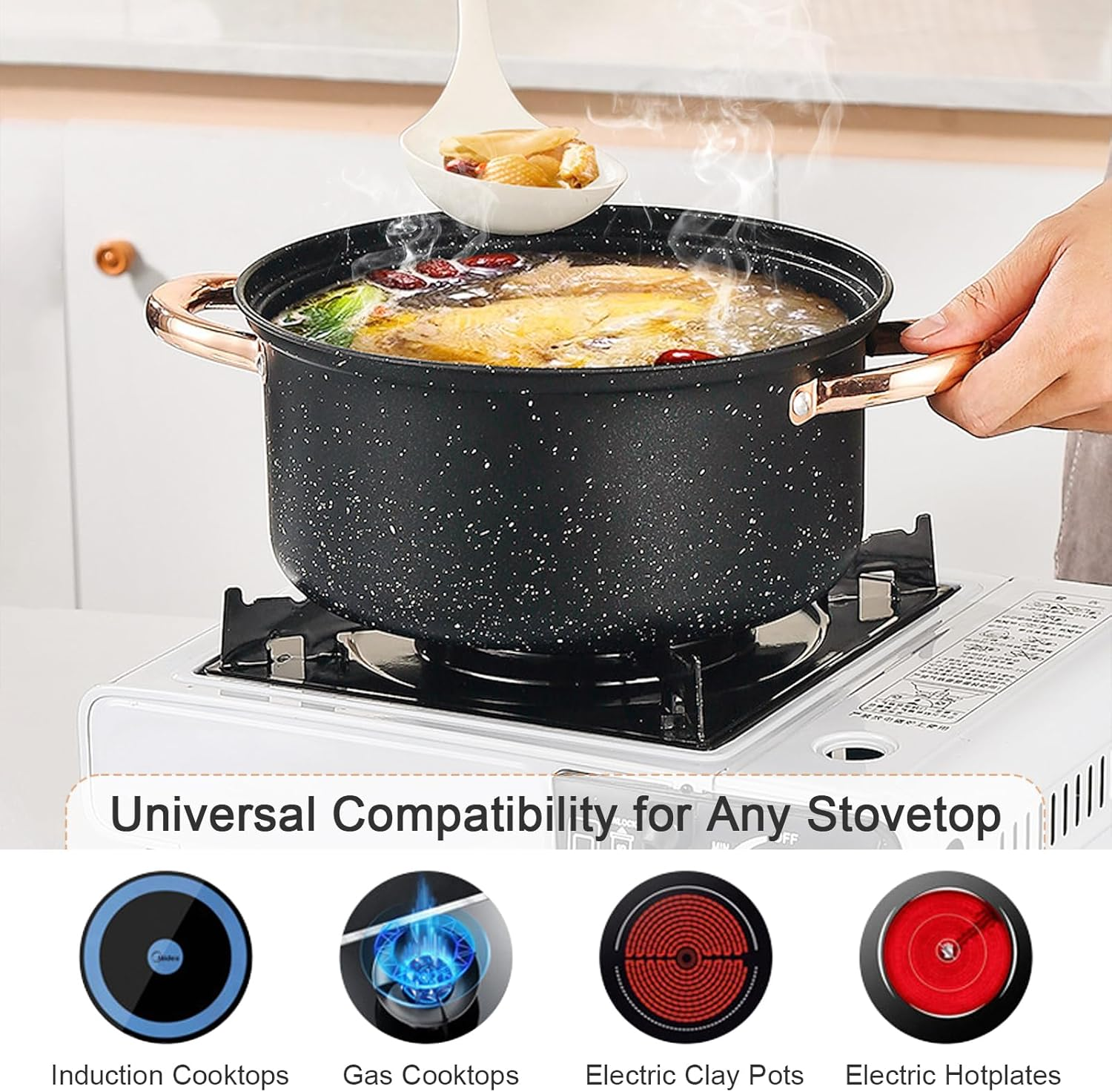 Pots and Pans Set Nonstick, 12 Piece Cookware Sets, Medical Stone Induction Cookware, Non Stick Kitchen Cooking Set for All Stove Tops (PFAS, PFOS, PFOA Free) image number 6