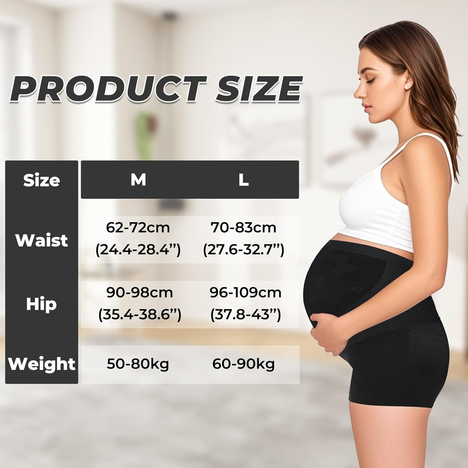 Maternity Shorts High Waist Mid-Thigh Maternity Shapewear Shorts Soft Women'S Shorts Seamless Maternity Shapewear for Belly Support Black image number 5