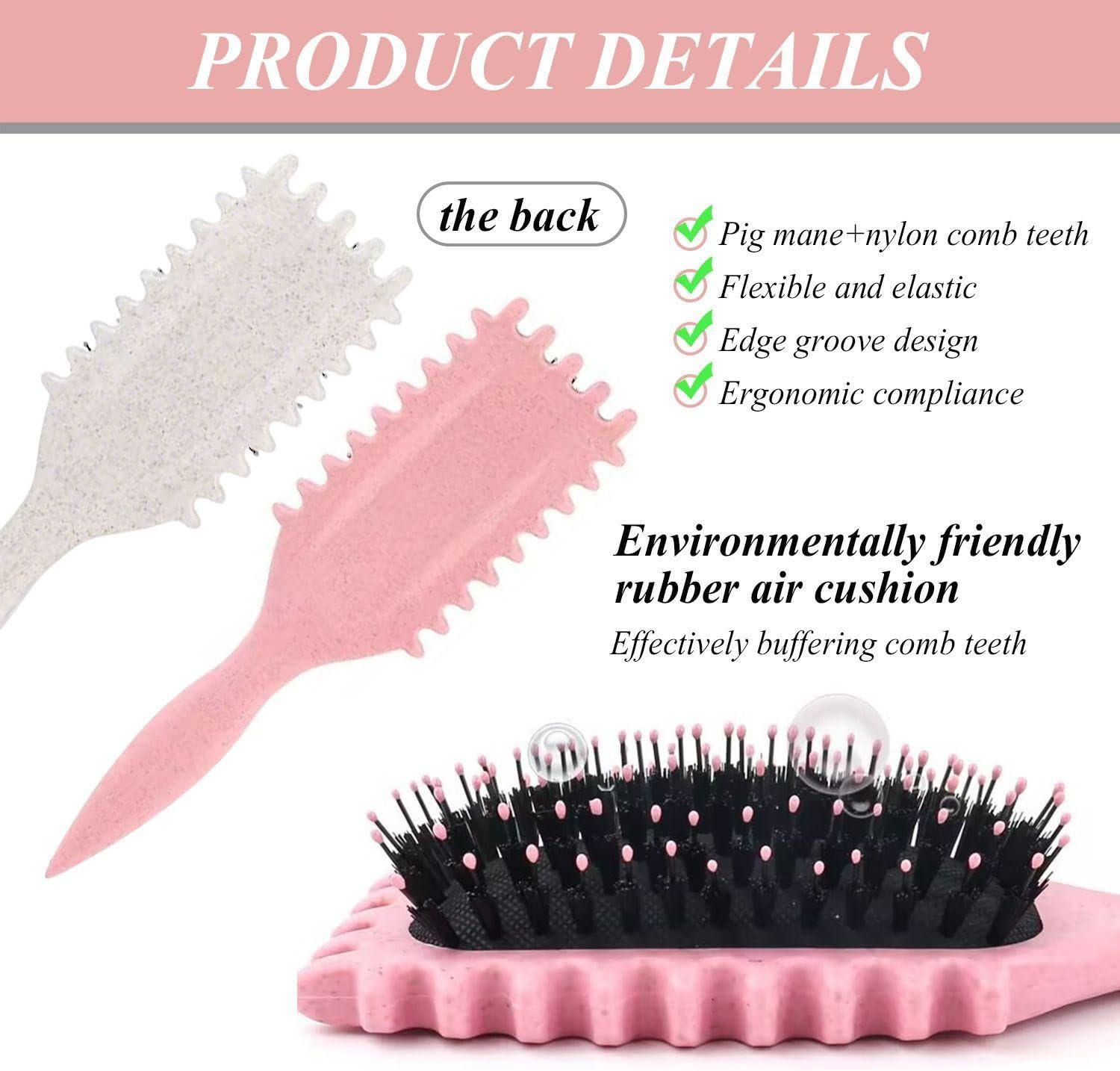 2 Pieces Curling Brush, Curl Styling Brush, Hair Straightening Brush, Massage Brush, Curl Shaping Brush, Women'S Hair Care Brush, Hair Styling Tools image number 2