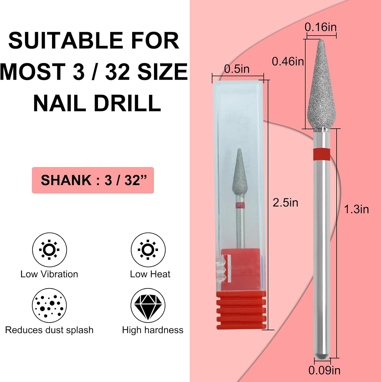 Vnjaoi Cuticle Clean Nail Drill Bit 3/32 Inches, Russian Manicure Drill Bits Professional Safety Carbide under Nail Cleaner Nail Bit for Cuticle Dead Skin Nail Prepare, Manicure Nail Salon (Fine) image number 6