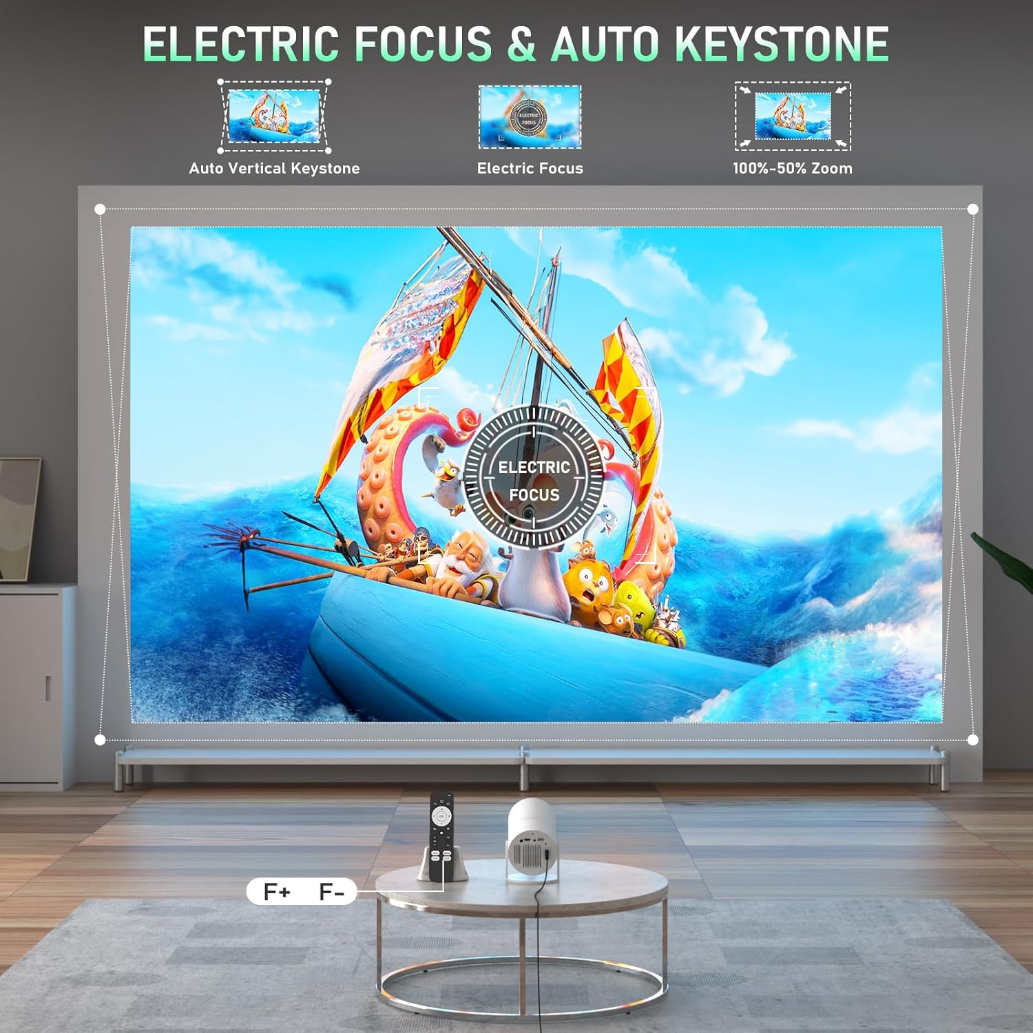 [Netflix Official & Electric Focus] 2025 Upgraded Xuanpad Mini Projector with Wifi and Bluetooth, Full HD 1080P, Auto Keystone, 210&deg; Rotatable Stand, Smart Portable Projector for Phone image number 2