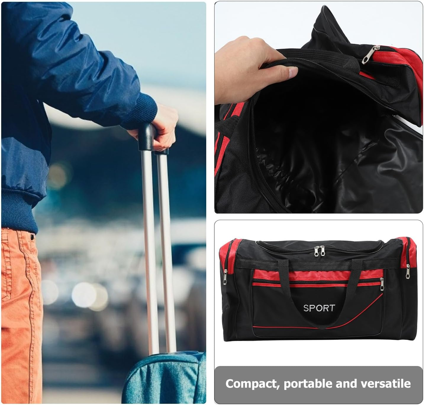 LALADEFIEE Large Capacity Travel Clothes Organizer Bag Luggage Storage Tote Shoulder Bag for Outdoor Trips and Family Travel Red image number 1