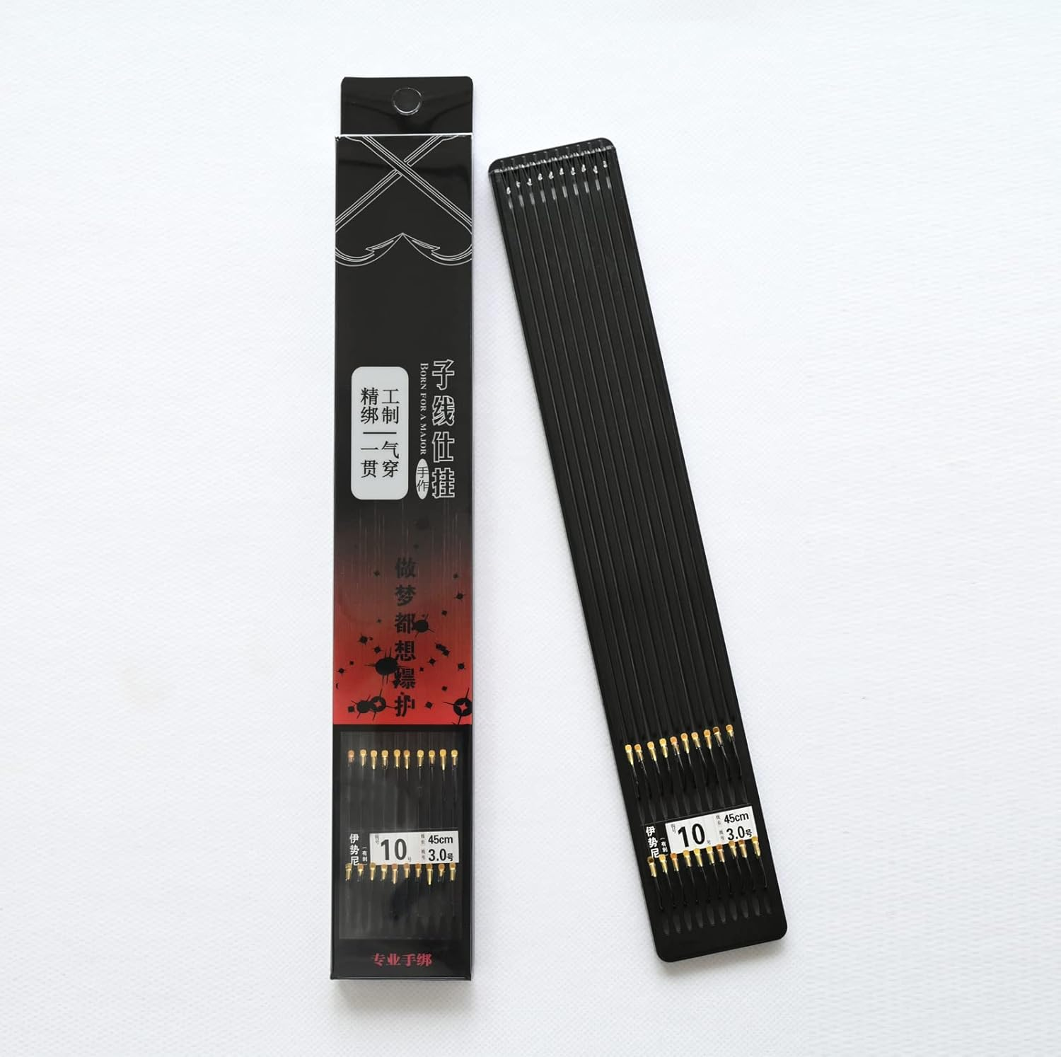 LNOJENR Fishing Hooks with Line, Strong Sharp Double Hook Rigs with Barbs, Pre Tied Fish Hooks Already Tied‑In Fishing Wire/Leader, Black Gold Fish Hook for Freshwater/Seawater (20 PCS), Medium, D10 image number 3