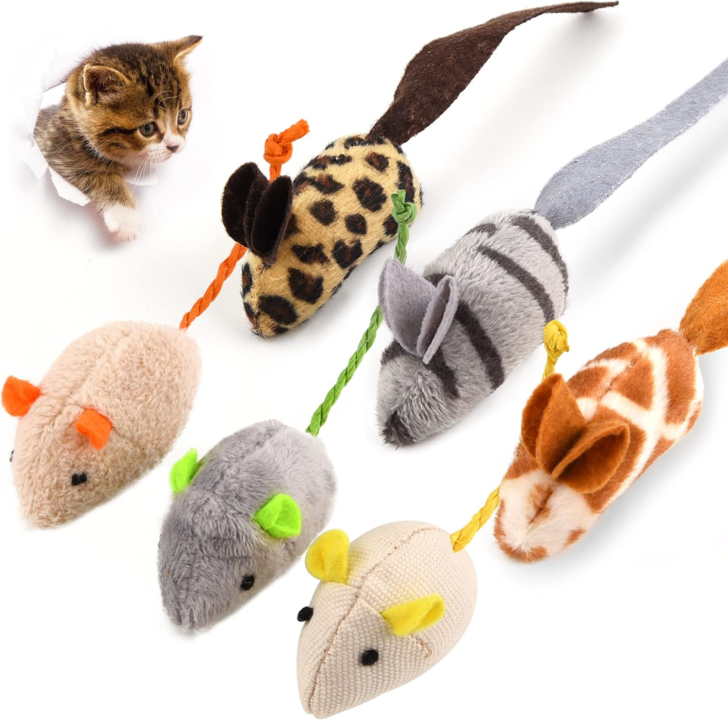 6 Pack Cat Toys Catnip Mouse Toys Cat Toys for Indoor Cats Adult Cat Mouse Toys Catnip Kitten Toys Simulation Catnip Soft Toy for Cat Playing Chewing Teeth Cleaning image number 5