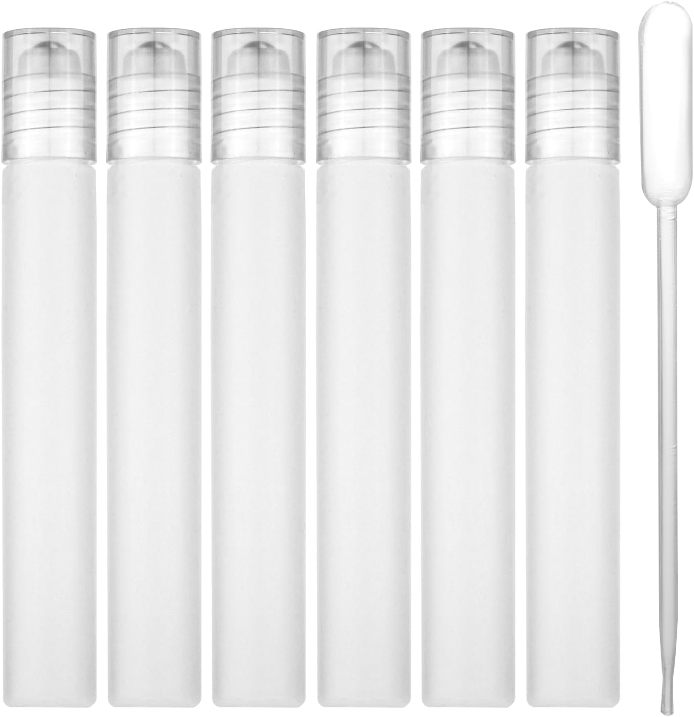 XIHIRCD 6Pcs Roller Bottles, 10Ml Potable Roller Containers with Dispenser Tube Refillable Cosmetic Matte Plastic Roller Bottles Essential Oil Roller Roller Ball Perfume Bottle for Travel image number 6