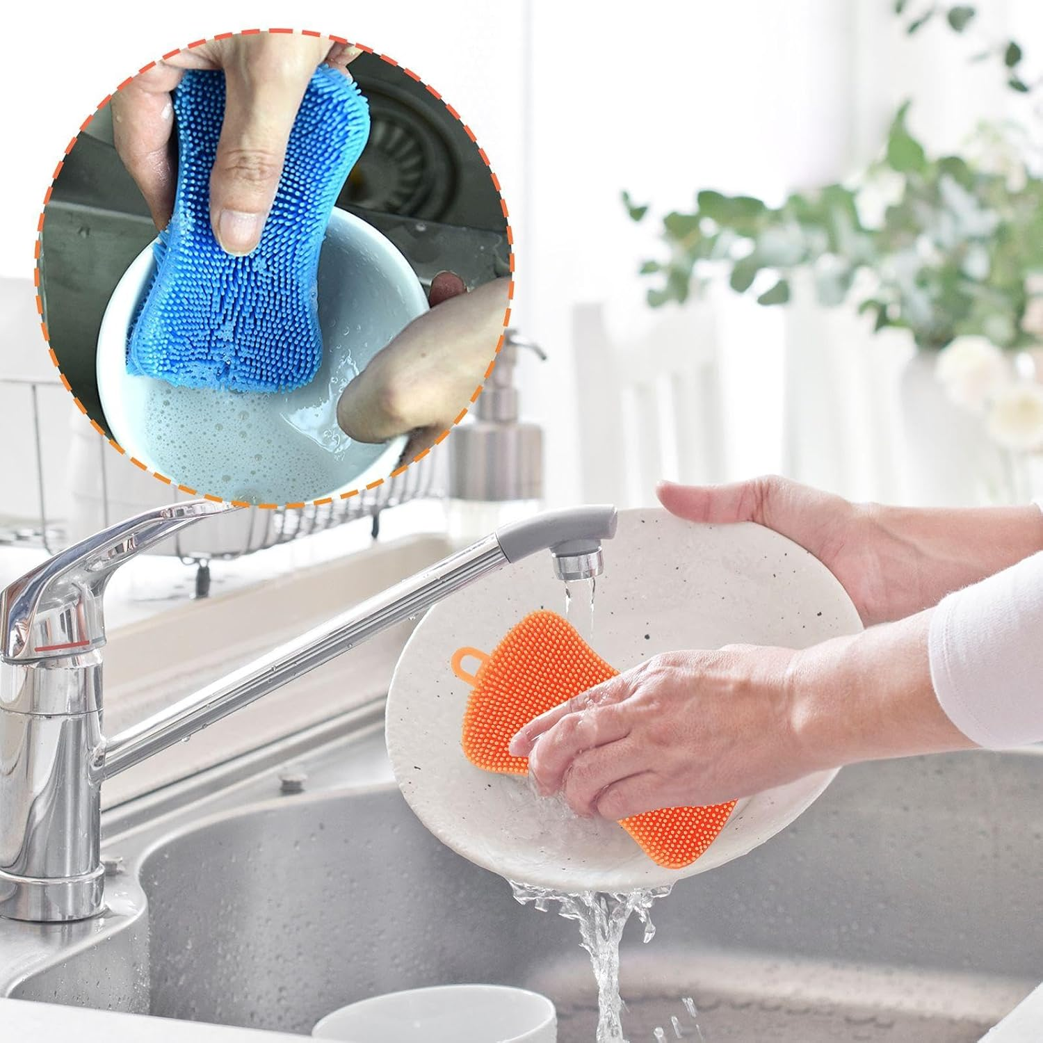 UOPJDD 6 Pieces Silicone Dishwashing Brush, Kitchen Tools, Brush Brush, Durable Dishwashing Brush, Multi-Purpose Cleaning Tools image number 1
