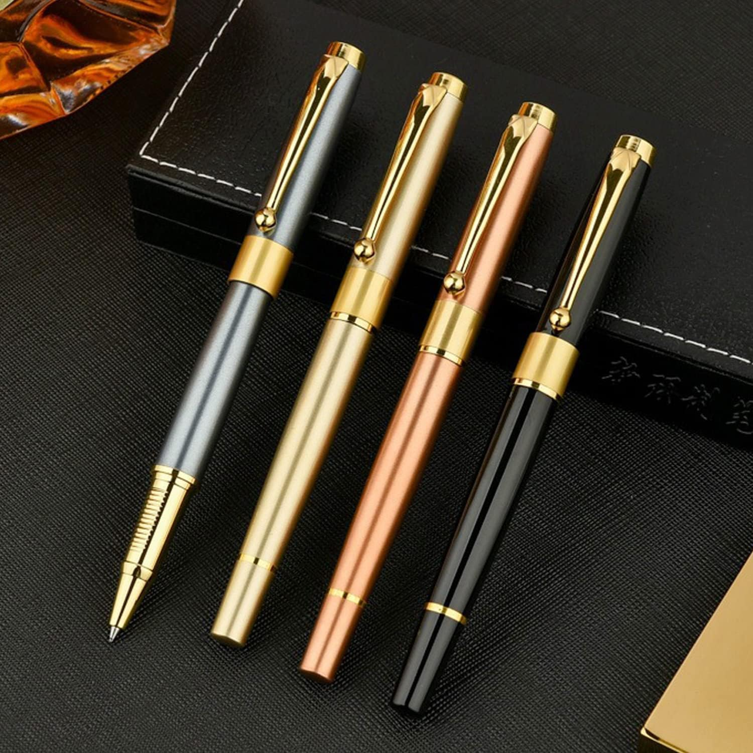 YIVONKA Ballpoint Pen Black Refill,Luxury Ballpoint Line Width 0.5Mm,Best Ball Pen Gift Set for Men & Women Professional Executive,Office,Nice Ballpens Classy Gift Box (Gold) - 2 Blue image number 2