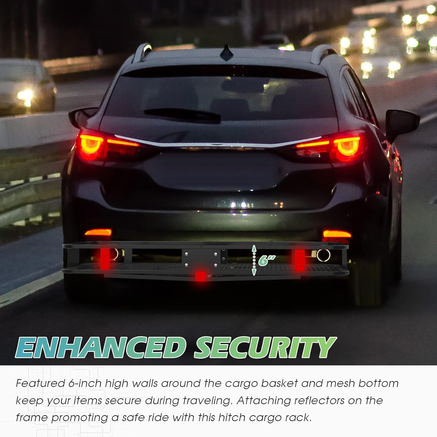 ADVWIN Folding Hitch Mount Cargo Carrier 60X21X6 Inch Fits to 2'' Receiver,550Lbs(227Kg) Capacity Cargo Basket | Trailer Hitch Cargo Carrier | Tow Hitch Cargo Carrier image number 5