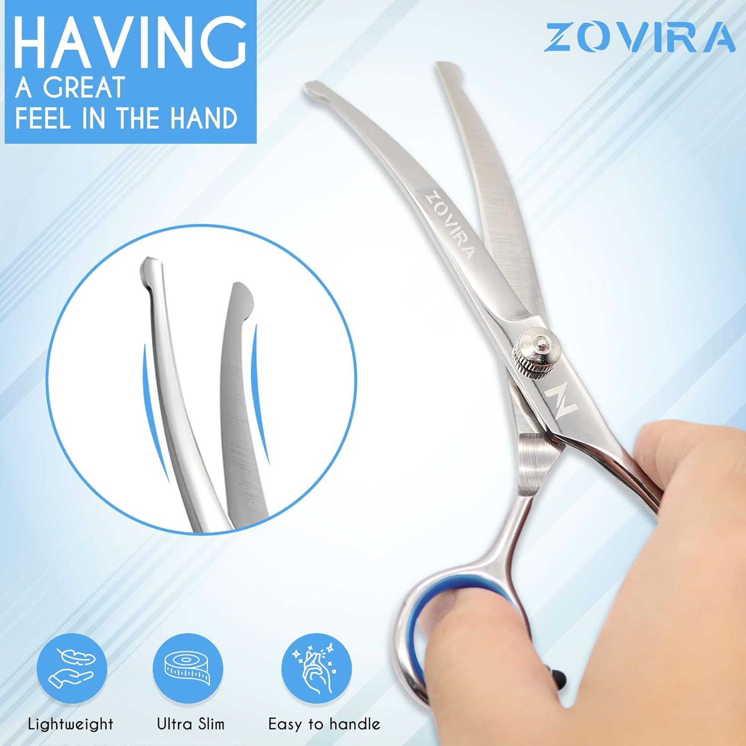 Zovira Dog Grooming Scissors, Pet Grooming Scissors, 6.5 Inch Stainless Steel, Professional Hair Cutting Scissors for Dogs and Cats (Animal Scissors Single) image number 5