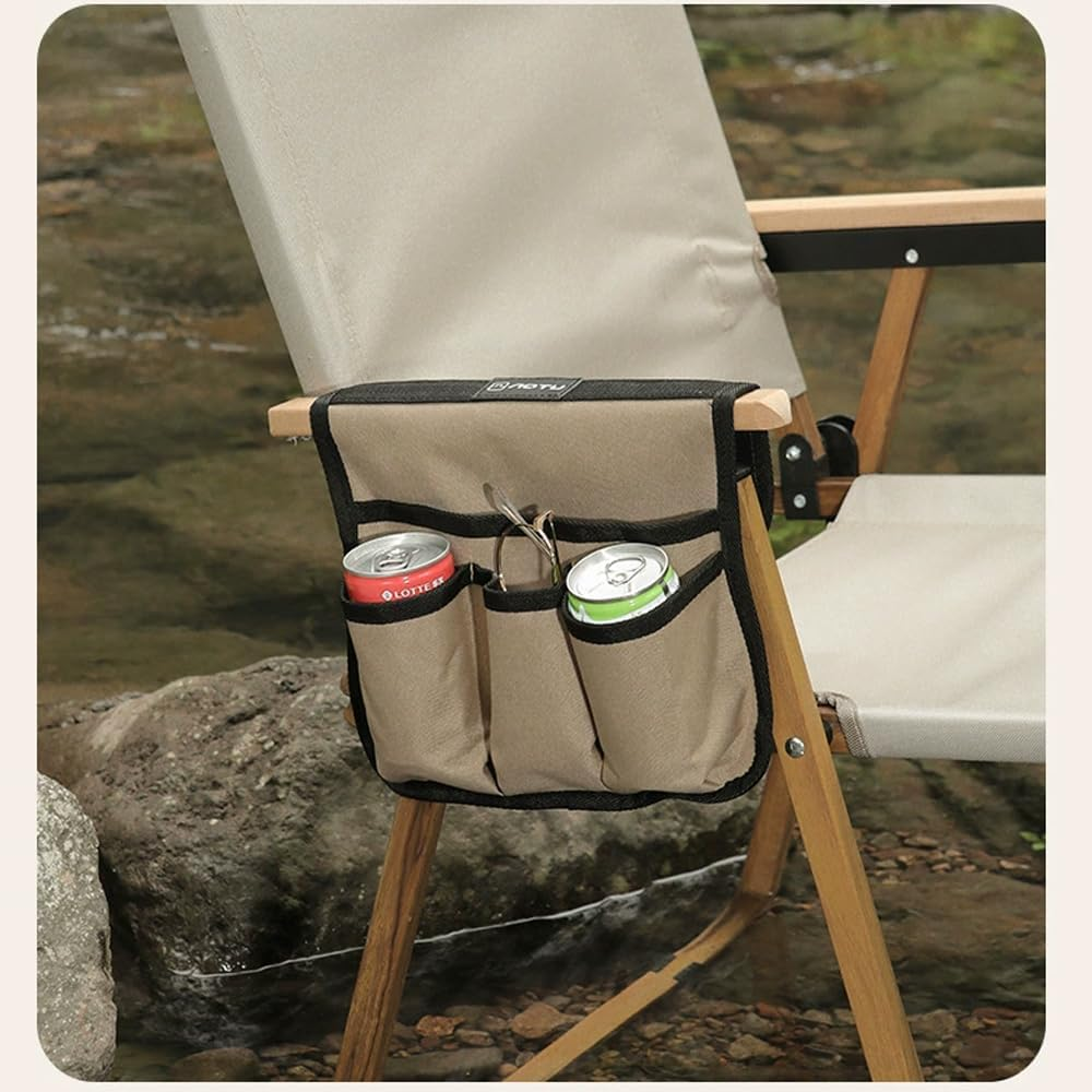 Beach Chair Armrest Bag, Chair Storage Bag Portable Double Layer Camp Chair Side Pocket Storage Bag, Storage Portable Beach Chair Side Organizer for Beach Chairs, Camping Chairs and Garden Chairs image number 4