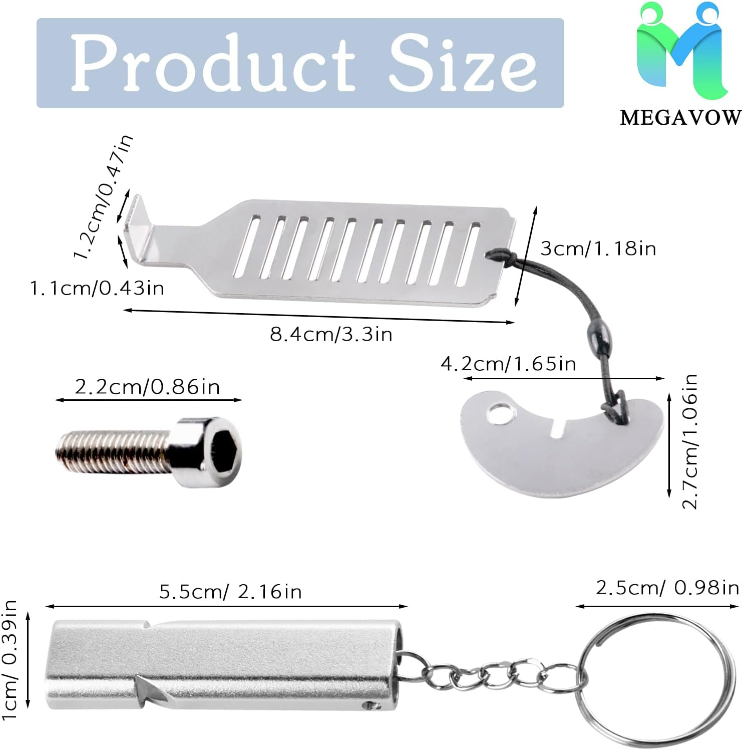 MEGAVOW Portable Door Lock Set, Punch-Free Security Locker, Emergency Survival Whistle, Stainless Steel Heavy Duty Locks with Storage Bag for Apartment Traveling Hotel School Motel Home image number 2