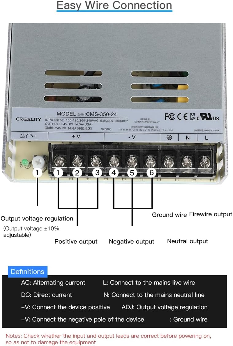 Creality Ender-3 V3 SE/KE 350W Power Supply, Safe and Reliable, 3D Printer Accessories for Ender-3 V2/3 Max Neo/3 Neo/3 S1/3 S1 Pro/Ender-3 S1 PLUS/K1/K1 SE/CR-10 SE image number 2