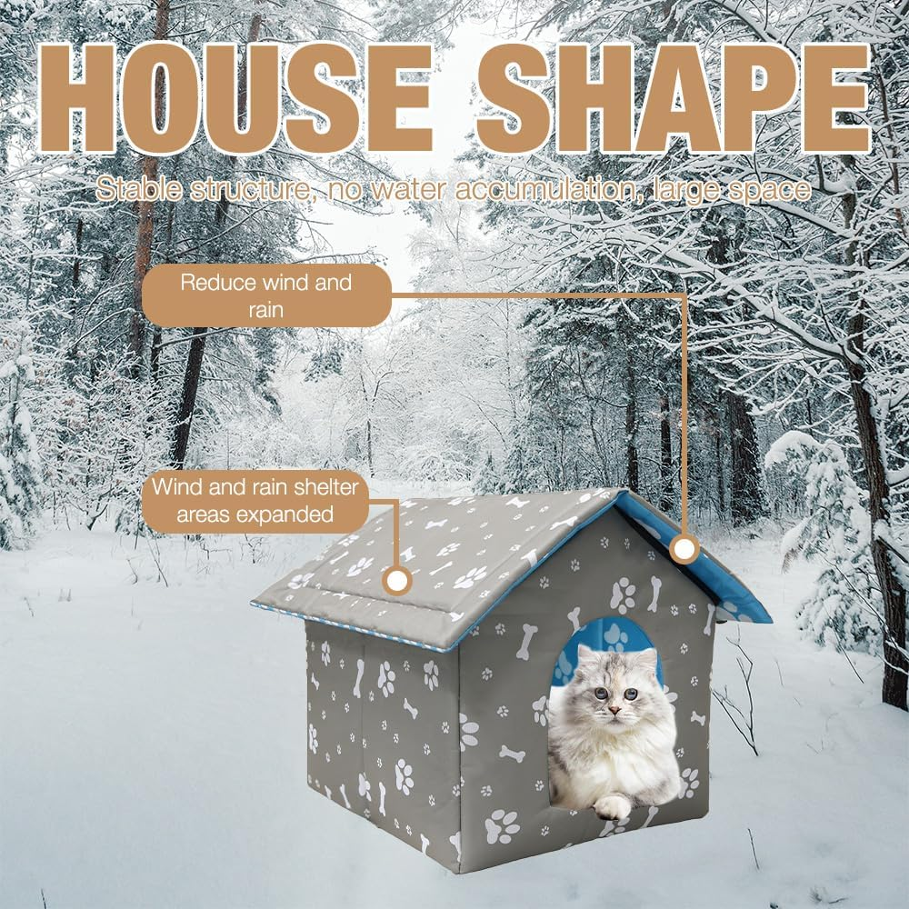 Mineup Outdoor Cat House, Outdoor Cat Kennel, Rough Cat Kennel, Waterproof and Warm, Outdoor House for Pets Made of Oxford (35 X 33 X 30 Cm)