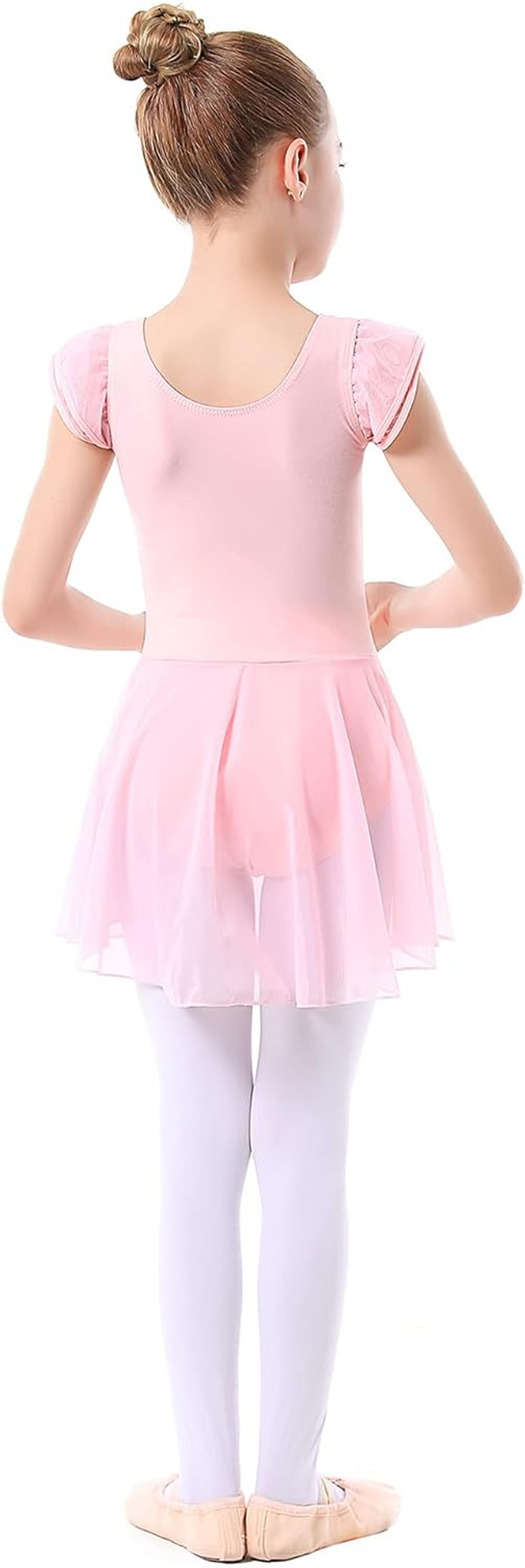 Nyllssehn Girls Ballet Leotards Dance Activewear Dress Ruffle Sleeve Skirted Toddler Ballet Outfit image number 2