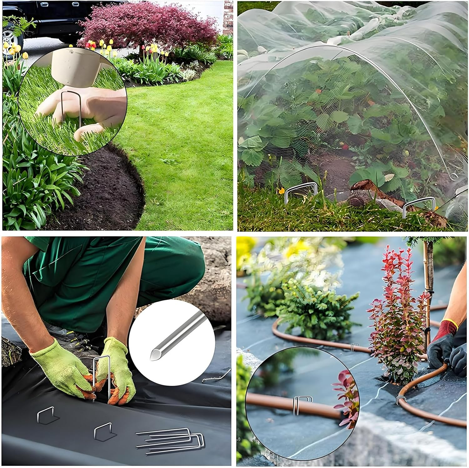 MYTOAU 100 PCS Landscape Staples Garden Stakes,U Shaped Galvanized Pins 4 Inch Heavy Duty Galvanized Garden Staple Tent Pegs for Fences,Lawns,Weed Barriers,Landscape Fabrics,Netting, Irrigation Hose image number 5