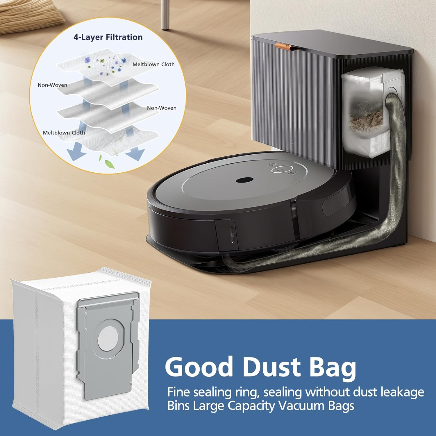 Replacement Parts for Irobot Roomba J7(7150) J7+ (7550) I3 I3+ I4 I6 I6+(6550) I7(7150) I7+(7550) I8 I8+ Robot Vacuum, 2 Sets Roller Brushes,8 HEPA Filters,8 Side Brushes,6 Dust Bags,4 Screws image number 4