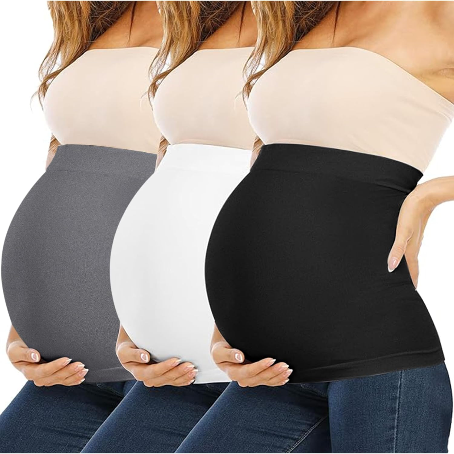 Rheane Seamless Pregnancy and Postpartum Belly Band with Pant Extenders