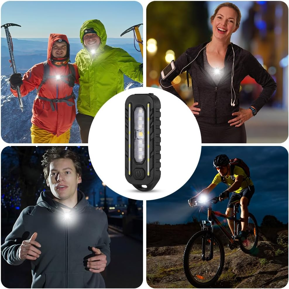 LED Clip Lamp, 5 Light Modes Running Light Small Headlamp Adjustable Headlamp USB Lamp IPX4 Waterproof Rechargeable Flashing Light with Red Light Lighting Effects for Jogging Camping image number 2