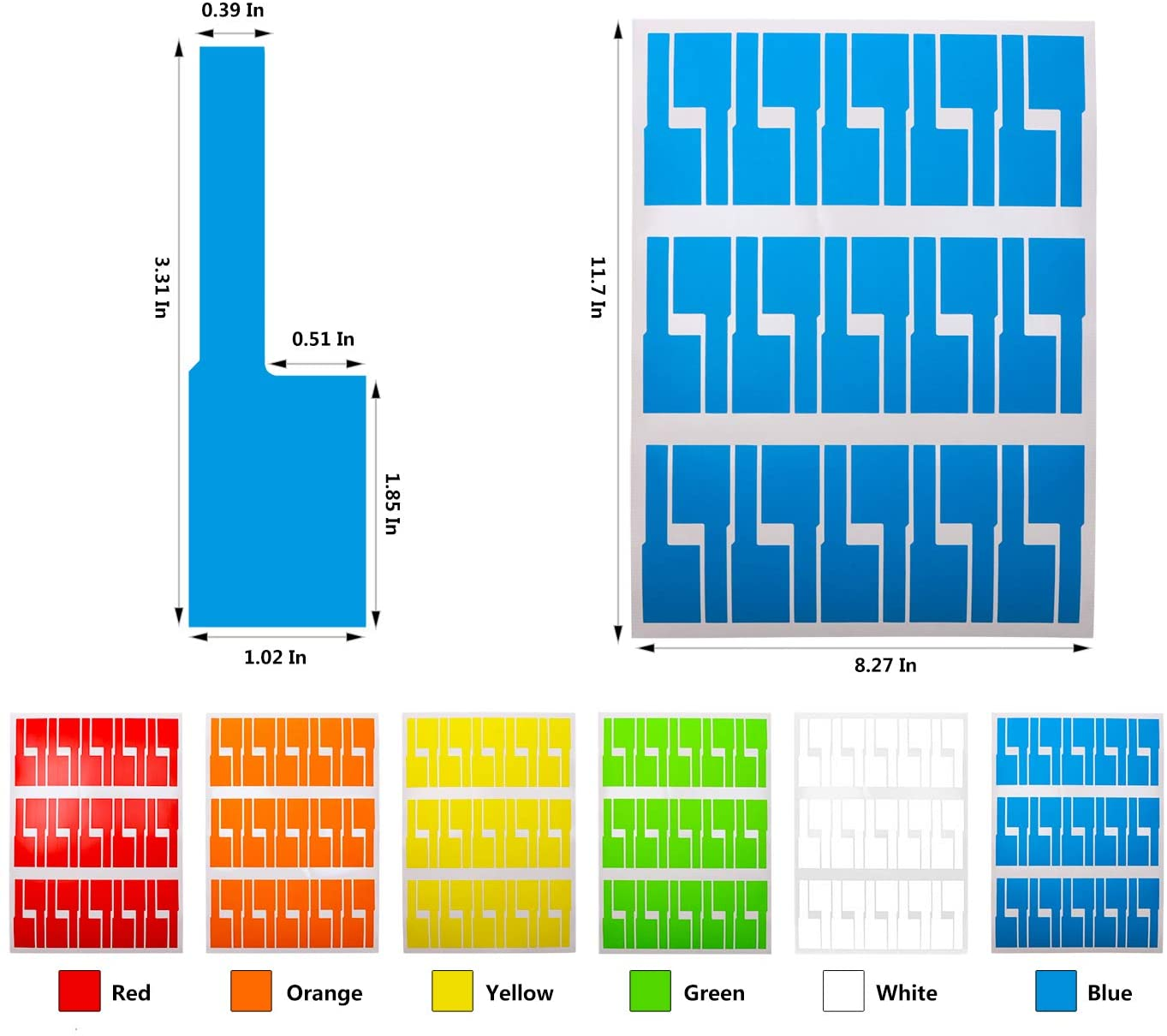 Mini Skater 240 Labels 8 Sheet Colorful Waterproof Cord Labels Tags Write on Stickers Tear Resistant Flexible Works Cord Identification Labels for Laser Printer (8 Sheet (240 Labels)) image number 3