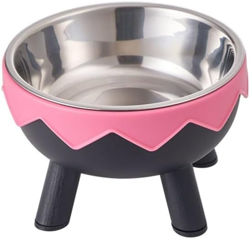 AIMALL Raised Eggshell Pet Bowl for Cats and Small Dogs &ndash; 5.6In Elevated Macaron Colour Stainless Steel Feeding Bowl with Neck Protection and Non-Slip Base