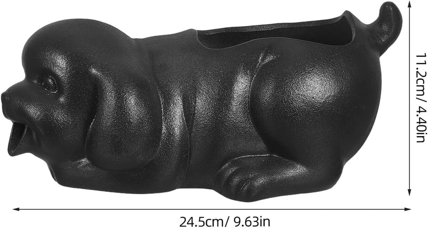 DECHOUS Ceramic Dog Fountain Spitter with Ecological Filtration Decorative Waterfall Jar for Fish Tank and Garden Interactive Puppy Statue Planter for Outdoor Water Features and Aquarium - Black image number 6