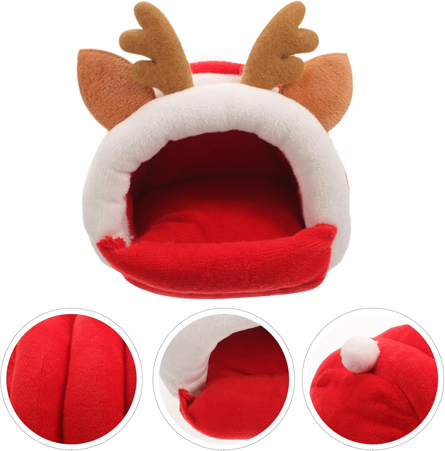PRETYZOOM Christmas Guinea Pig House Cute Xmas Elk Shaped Hamster Hideout Winter Warm Chinchilla Bed Sleeping Cave for Small Pets Size S image number 6