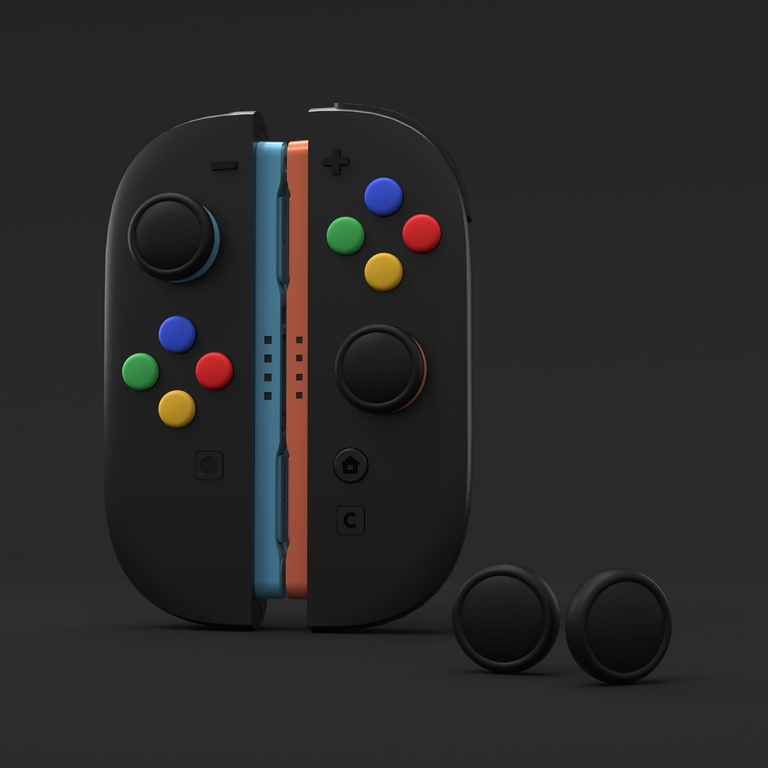 Playvital Silicone Button Covers and Thumb Grip Set for Nintendo Switch 2, 4 Pcs Colorful ABXY Directional Button Caps & 2 Joystick Caps for Joycon 2 - Black image number 5