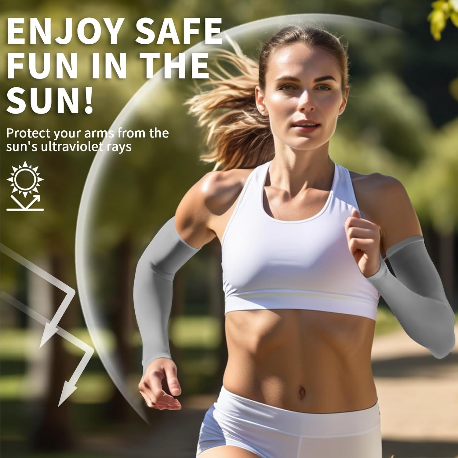 3 Pairs UV Sun Protection Arm Sleeves for Men Women, Compression Cooling Sun Sleeves - Sports - Workouts - Tattoo Cover(Grey) image number 4